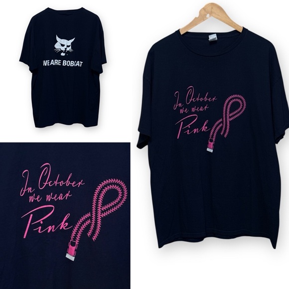 We Are Bobcat – In October We Wear Pink” T-Shirt – XL – Navy Blue - Picture 1 of 6